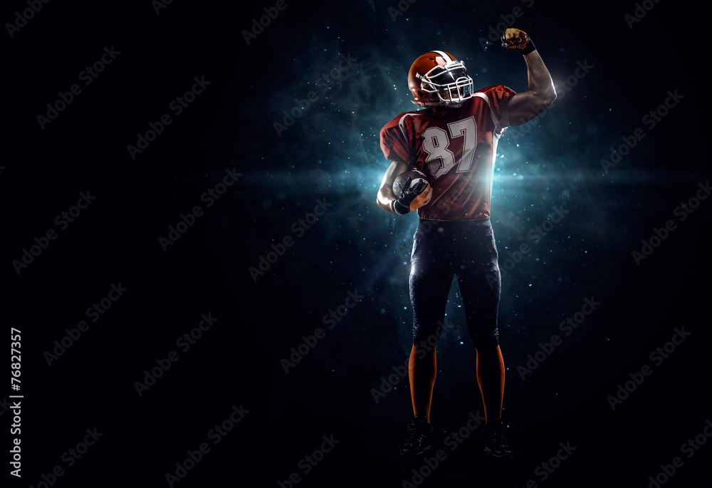 American football player in spotlight