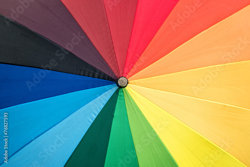 Close-up of a rainbow colored umbrella