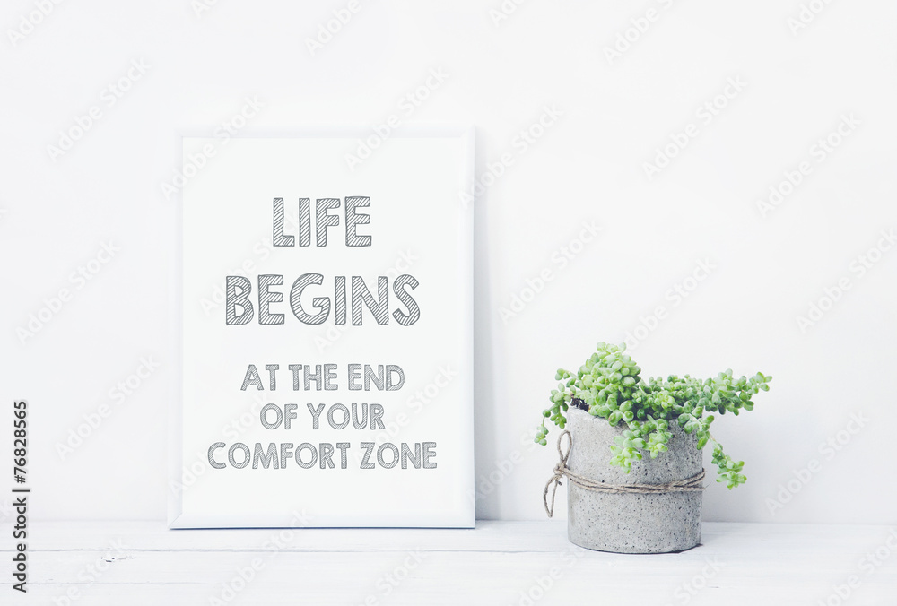 Plakat motivational poster LIFE BEGINS AT THE END OF YOUR COMFORT ZONE