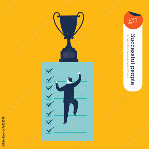 Businessman climbing in to a list