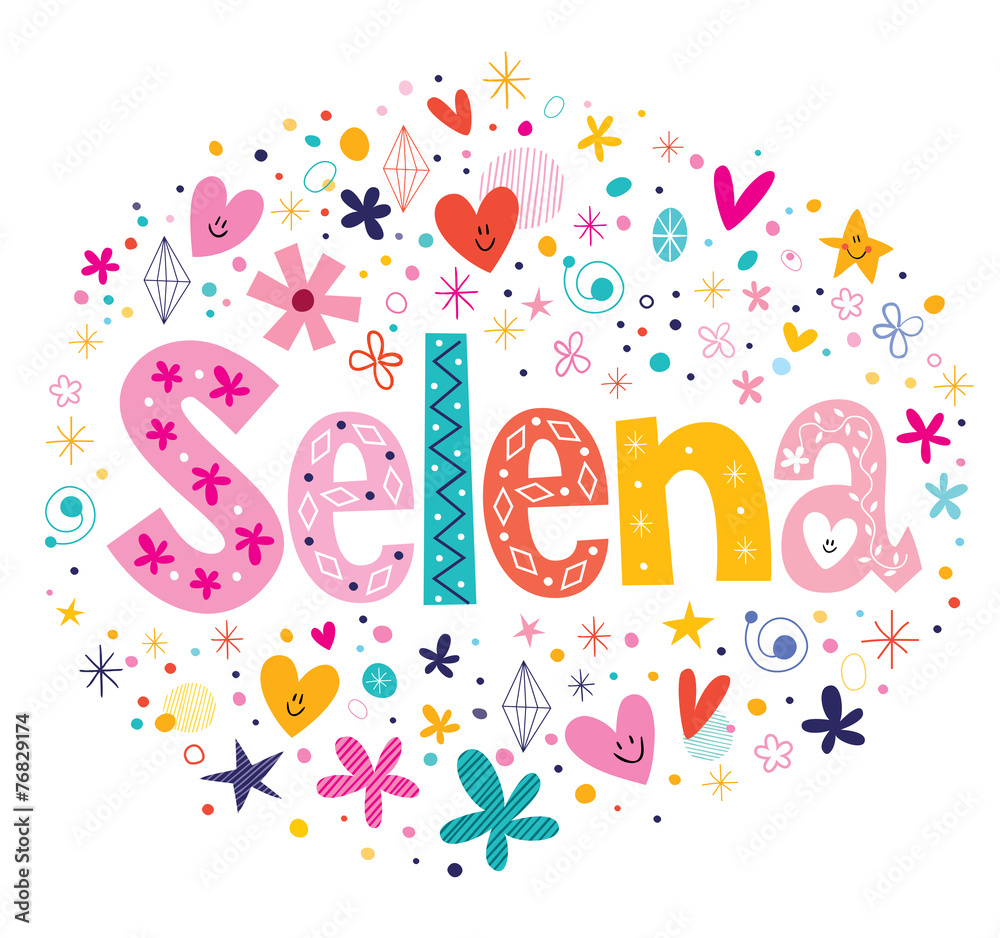 Selena female name decorative lettering type design