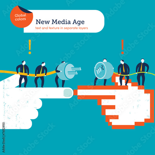 Hands in the pointed position with businessmen plug and usb
