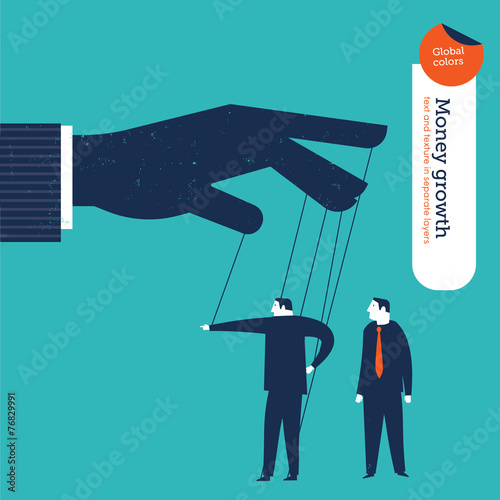 Businessman puppet showing the right way to a businessman