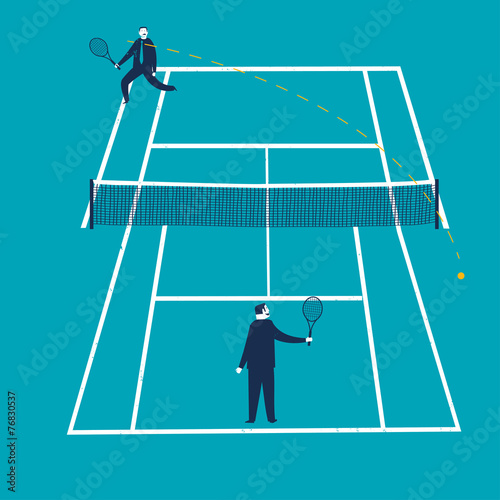 Businessmen on an unfair tennis court