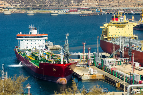 large tankers unloading crude oil