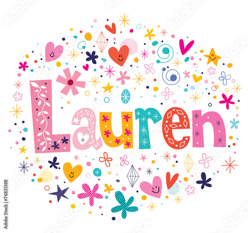Lauren female name decorative lettering type design