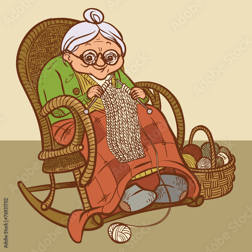 Funny vector cartoon  granny. vector illustration