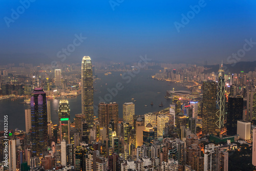 Hong Kong city skyline view from The Victoria Peak © Noppasinw
