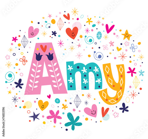 Amy female name decorative lettering type design