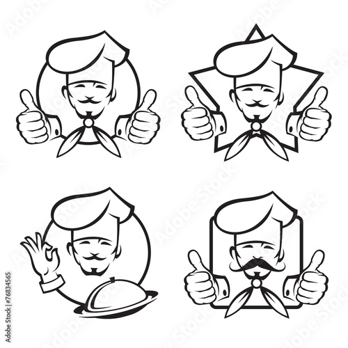 monochrome set of four chef icons