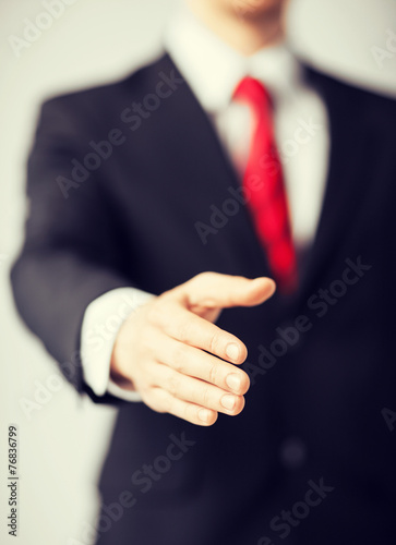 businessman with open hand