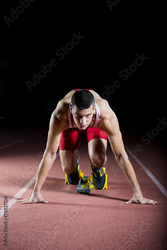 Athlete on the starting block