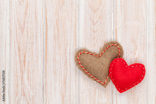 Valentines day background with toy hearts