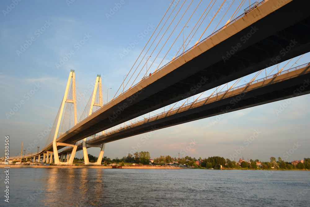 Cable-braced bridge in St.Petersburg.
