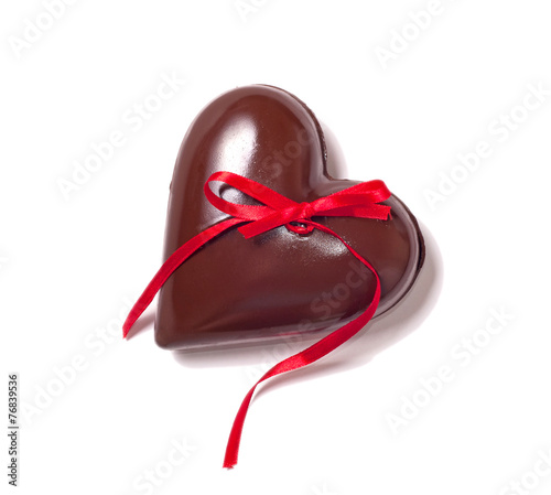 chocolate heart and red riibbon
