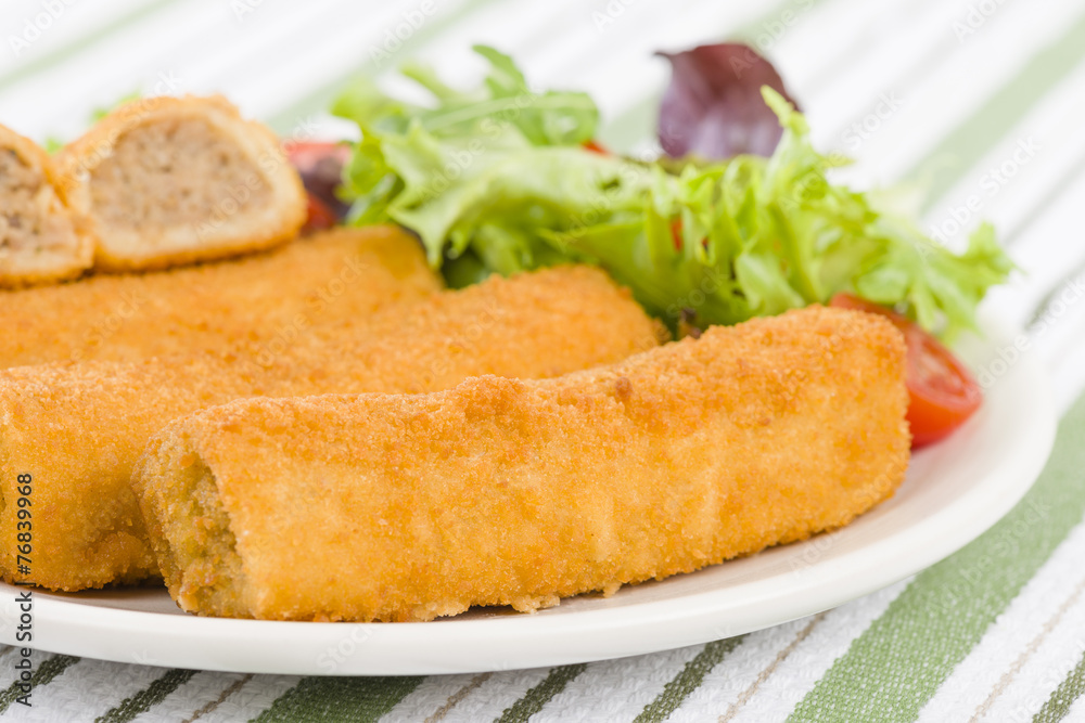 Krokiety - Polish croquettes filled with beef and mushrooms Krokiety - Polish croquettes filled with beef and mushrooms