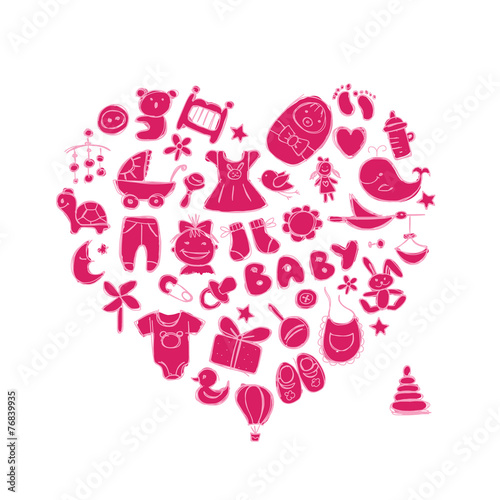 Heart shape design with toys for baby girl