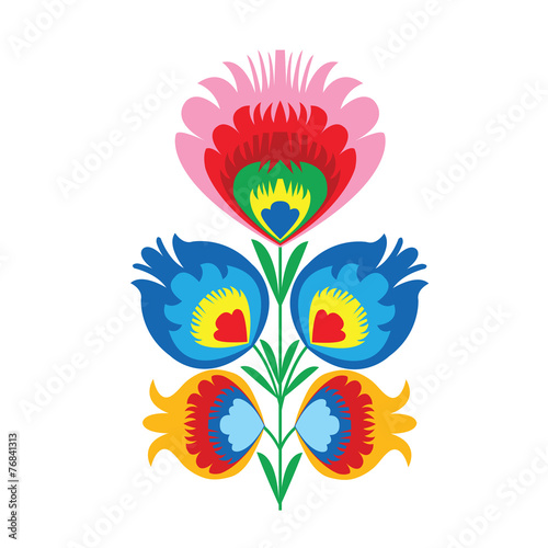 Plakat kwiat retro wzór ludowy tło