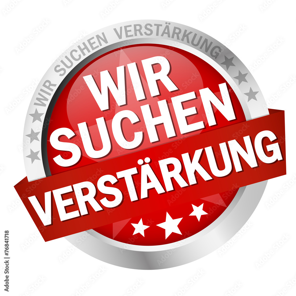 Button with banner Wir suchen Verstärkung