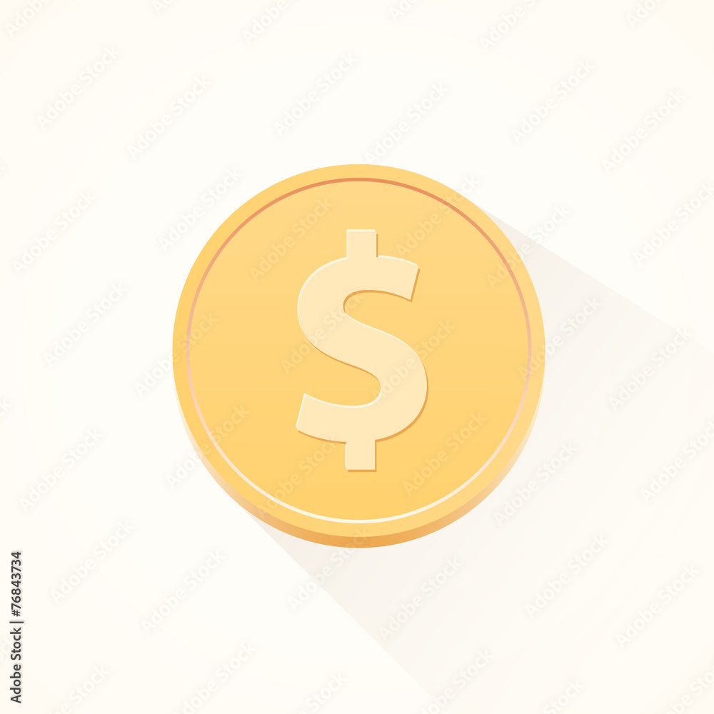 Simple flat cartoon dollar coin. Simple flat cartoon dollar coin.