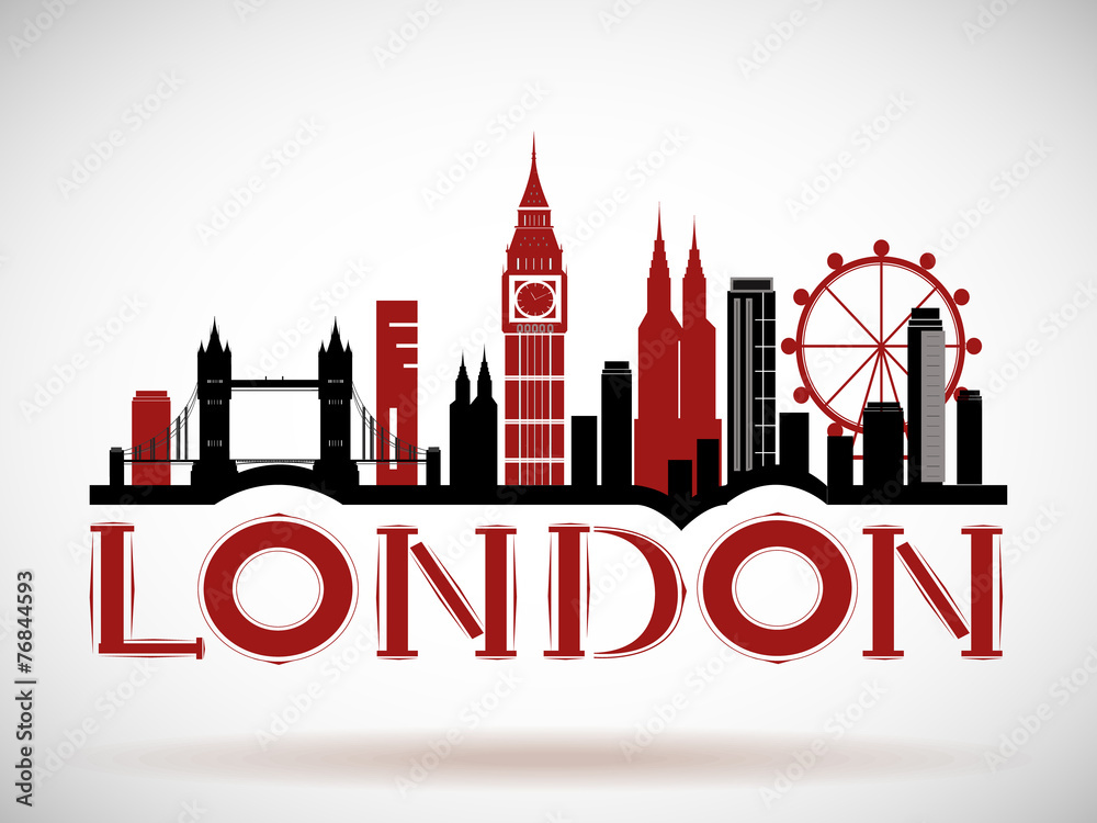 London City Skyline with Typographic Design. eps10 vector