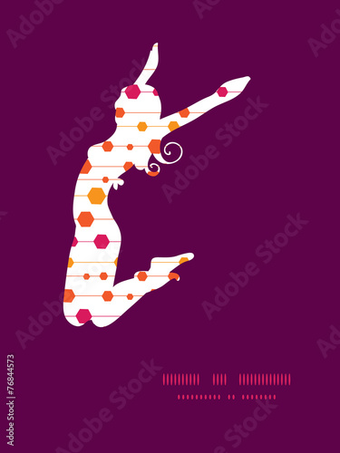 Vector abstract colorful stripes and shapes jumping girl