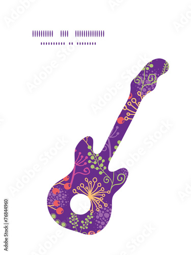 Vector colorful garden plants guitar music silhouette pattern