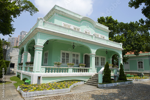 Traditional Portuguese house in Taipa village, Macau.