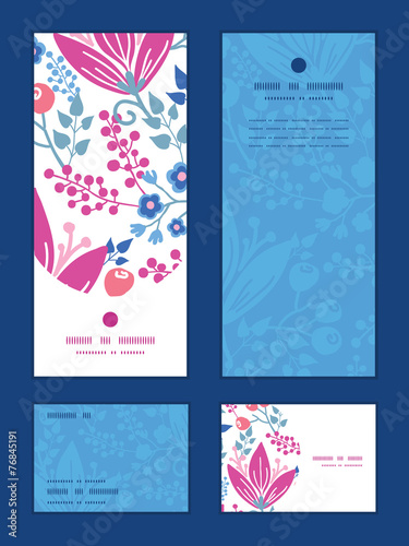 Vector pink flowers vertical frame pattern invitation greeting