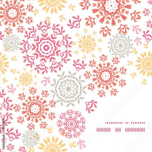 Vector folk floral circles abstract frame corner pattern