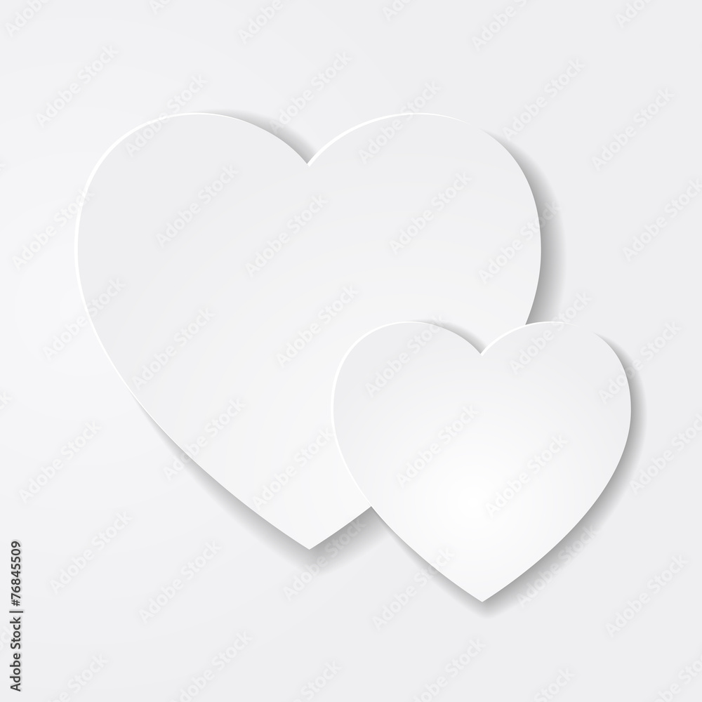 Two paper hearts. Soft minimalistic Valentine's day card. Two paper hearts. Soft minimalistic Valentine's day card.