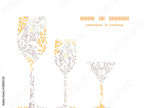 Vector magical floral three wine glasses silhouettes pattern