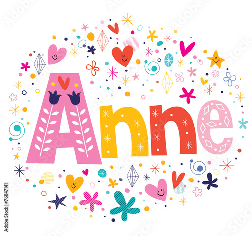 Anne female name decorative lettering type design