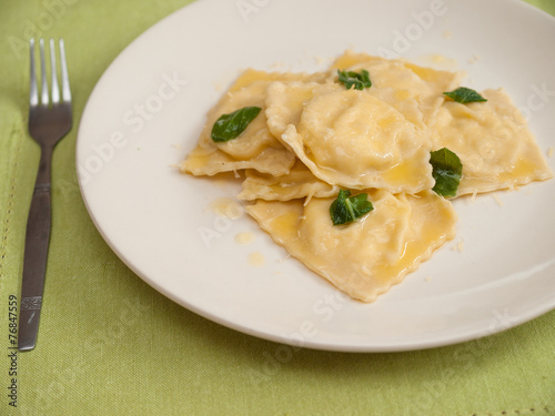 Ravioli with butter and sage