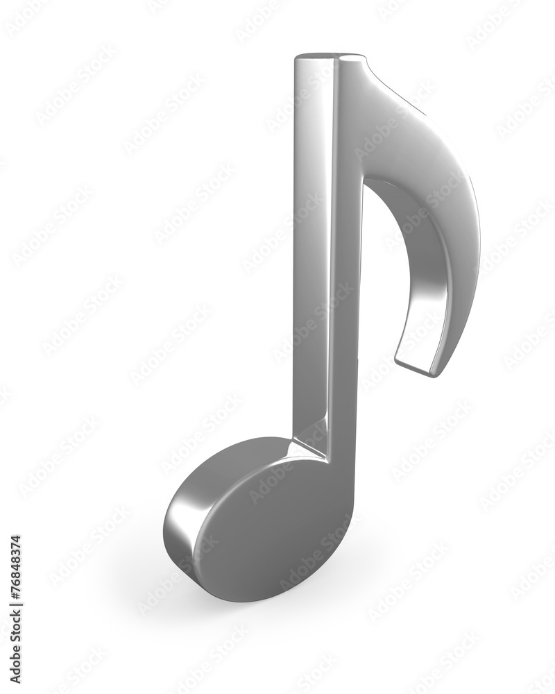 Metal3D music note sign isolated on white Metal3D music note sign isolated on white