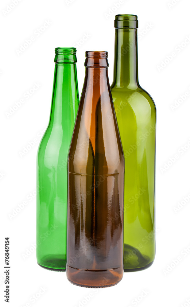 Green and brown empty bottles Green and brown empty bottles