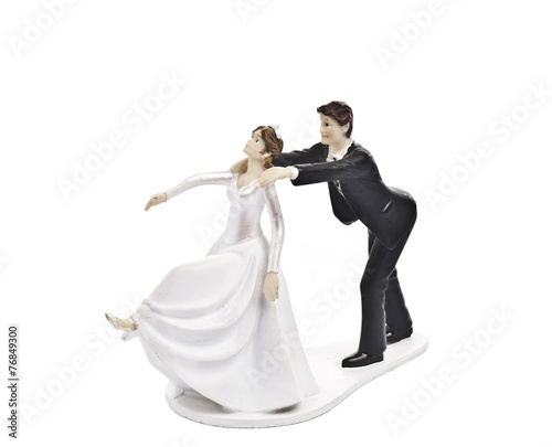 Couple wedding cake topper isolated on white