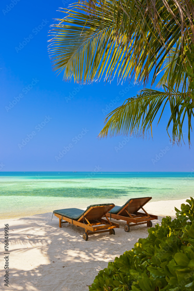 Loungers on Maldives beach