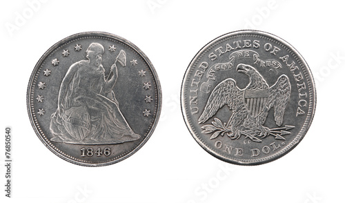 Wallpaper Mural Two sides of old silver dollar of the USA isolated on white Torontodigital.ca