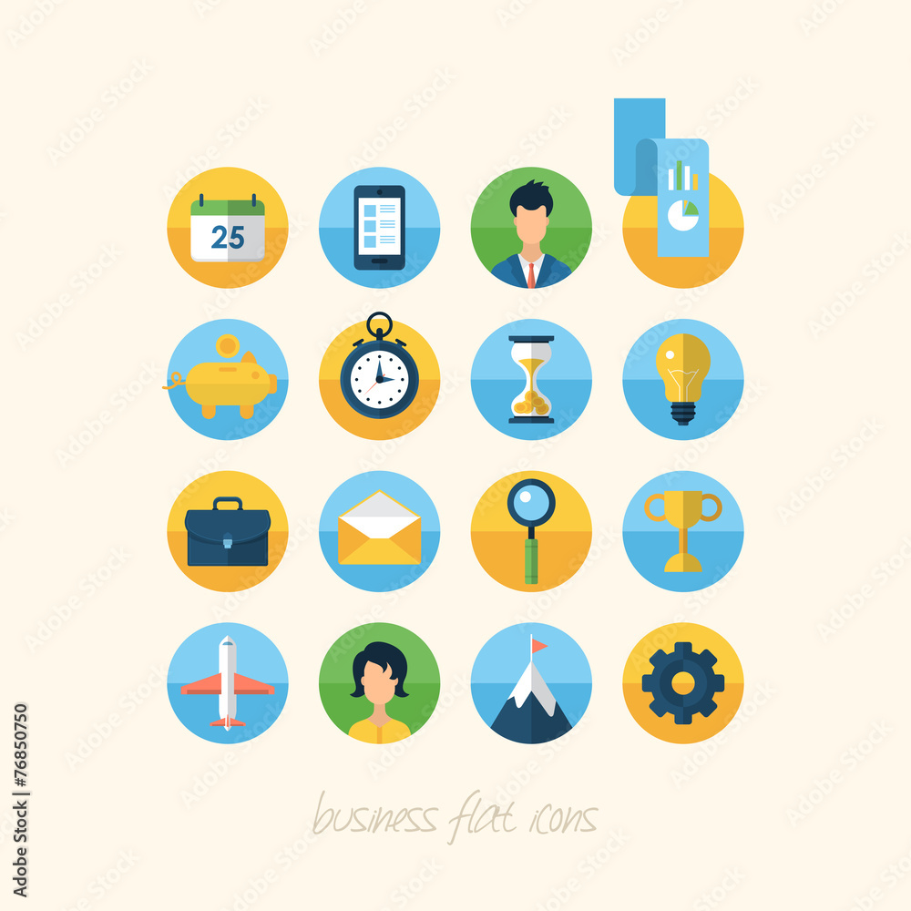 Flat icons for business and management concept