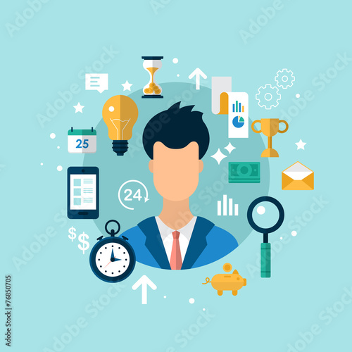 Business and management strategy concept with flat icons