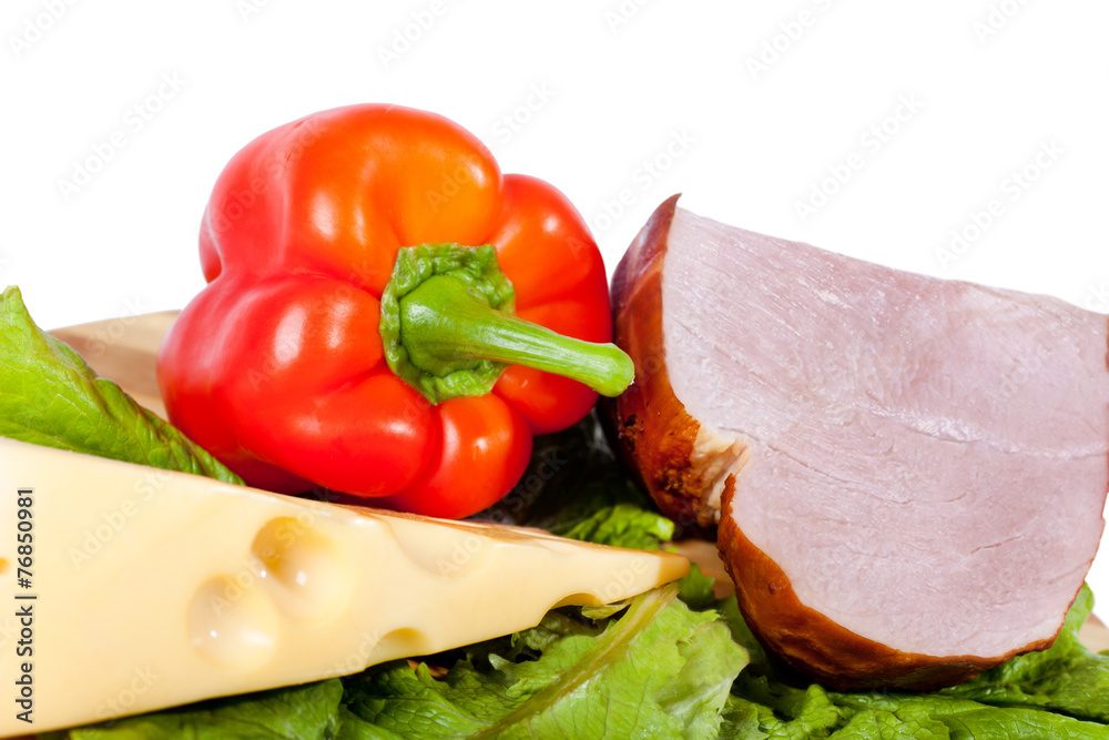 ham, onion, cheese and pepper