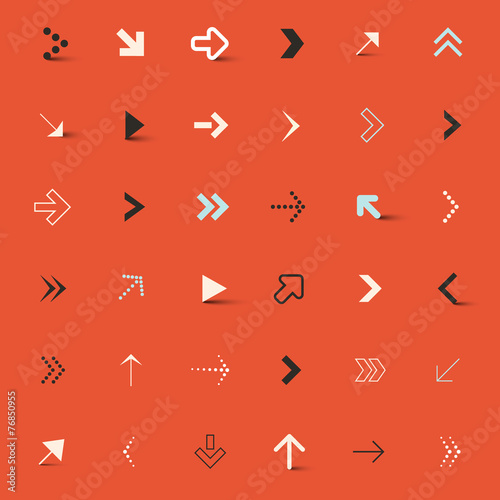 Vector Arrows Set on Red Retro Background