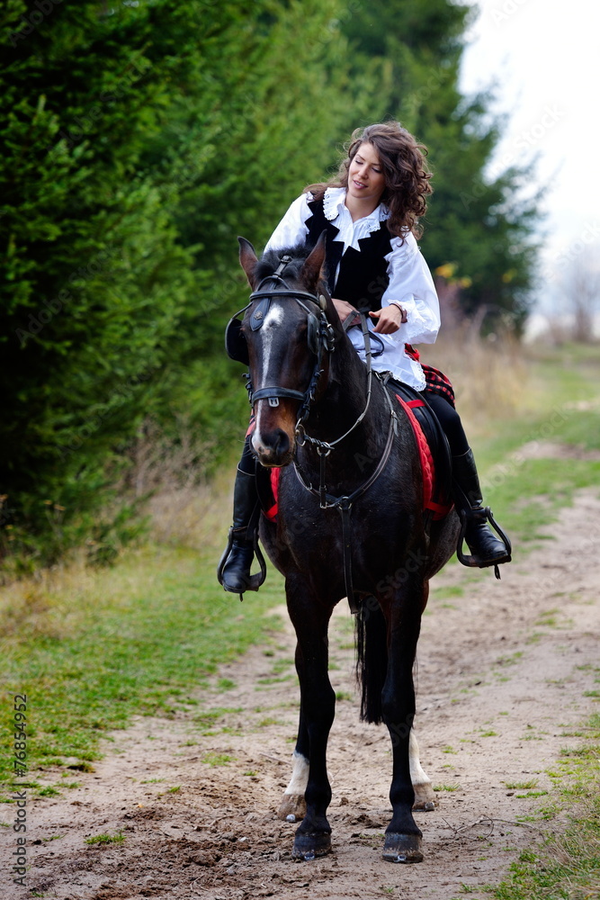 young woman riding horse outdoor young woman riding horse outdoor