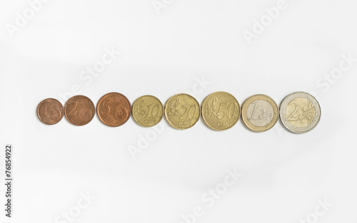 Euro coins from one cent to two euro