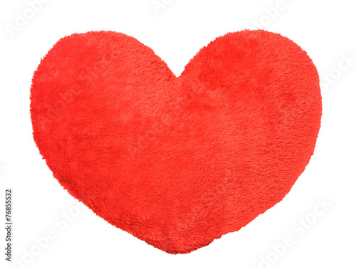 red heart pillow on white background