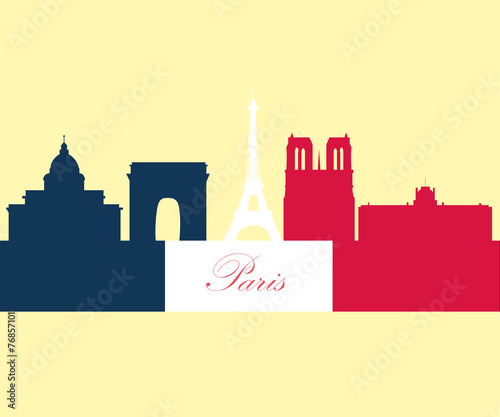 Paris France city skyline vector silhouette illustration photo
