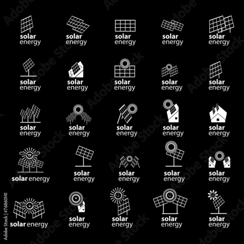 Solar Panel Icons Set - Isolated On Black Background - Vector Illustration, Graphic Design, Editable For Your Design