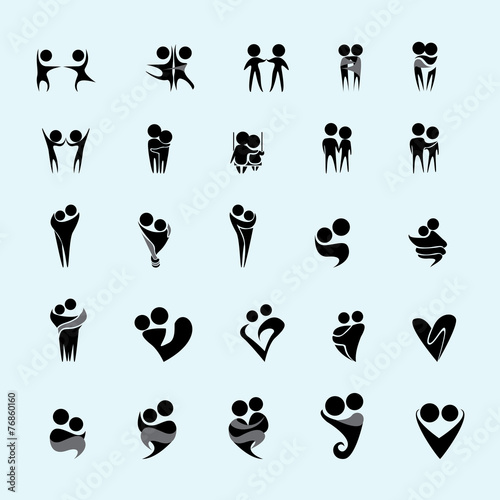 Couple Icons Set - Isolated On Blue Background - Vector Illustration, Graphic Design, Editable For Your Design. Valentines Day