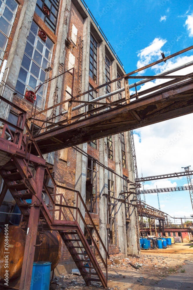 Old factory against blue sky